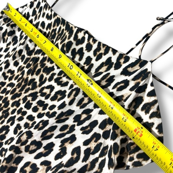 H&M NWT Tie Strap Rouched Back Light Beige/Leopard Print Draped Camisole Top - Picture 7 of 15